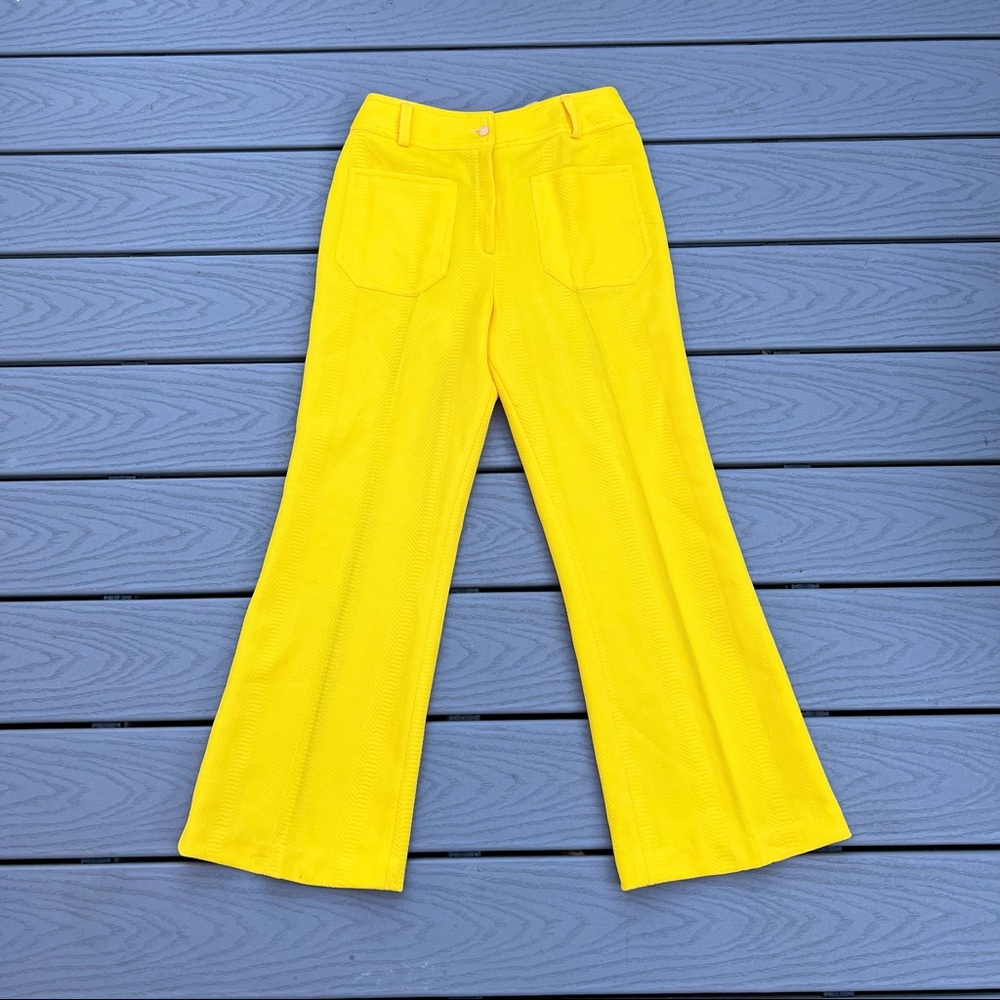 VINTAGE LOUBELLA EXTENDABLES California WPL 10918 Yellow Cropped Flare Leg Pant